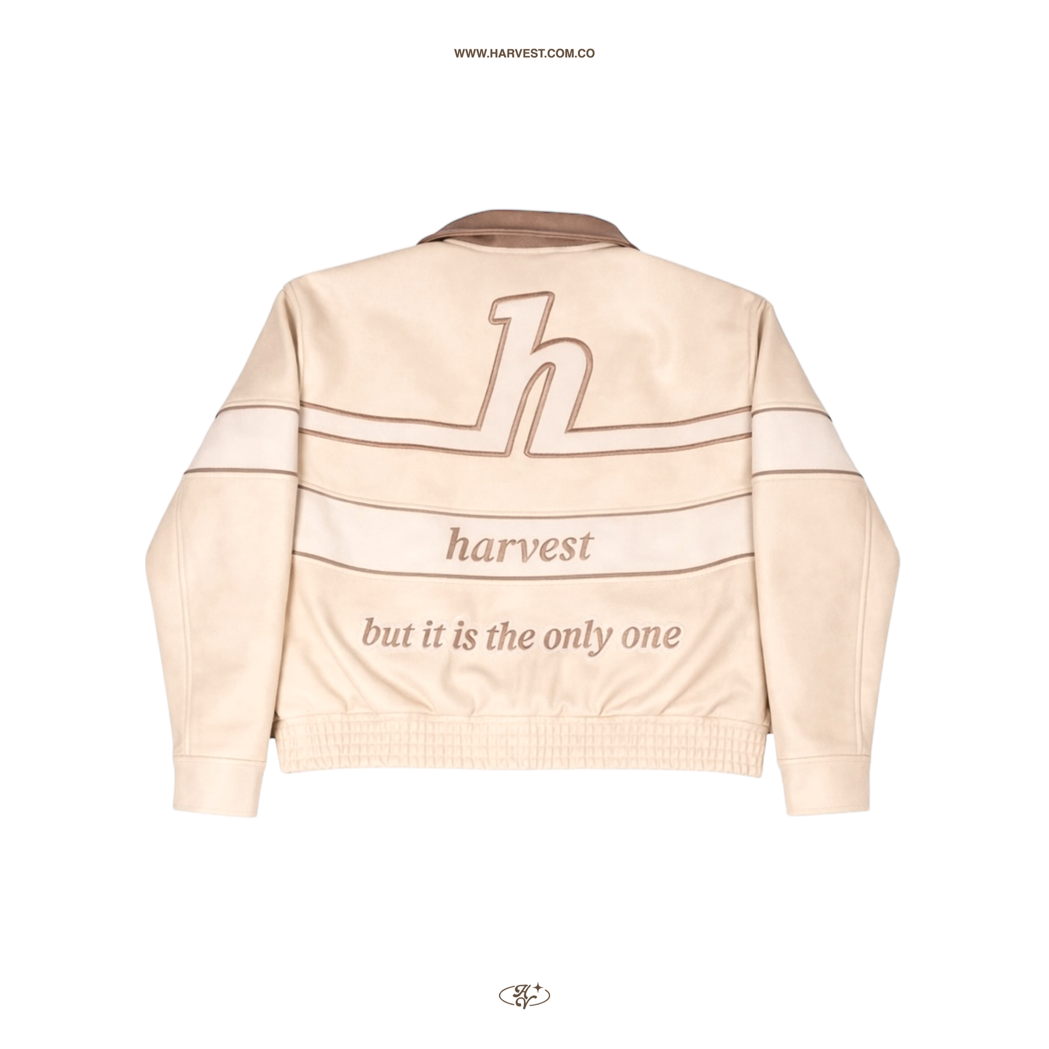 Cream Long Path Leather Jacket